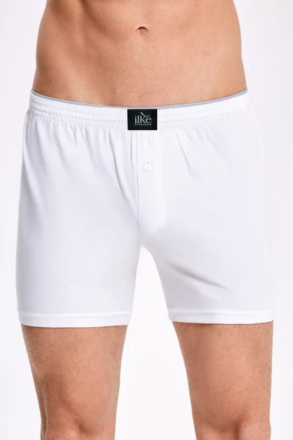 İlke 011 Erkek Düz Renkli %100 Pamuk Boxer