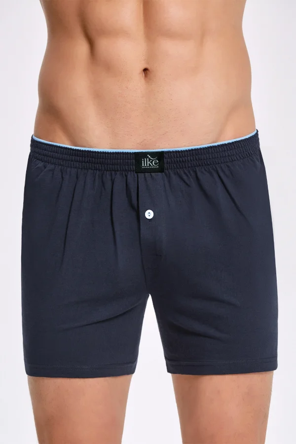 İlke 011 Erkek Düz Renkli %100 Pamuk Boxer