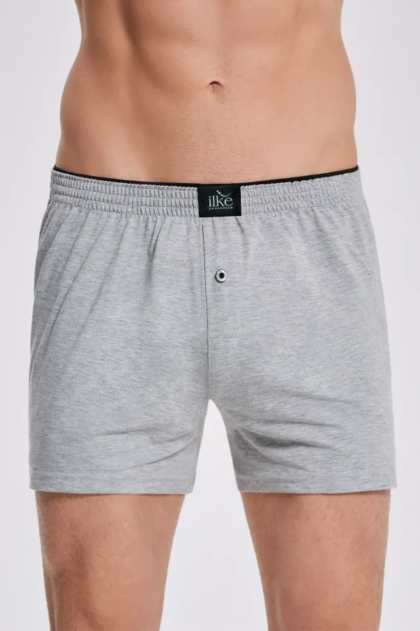 İlke 011 Erkek Düz Renkli %100 Pamuk Boxer