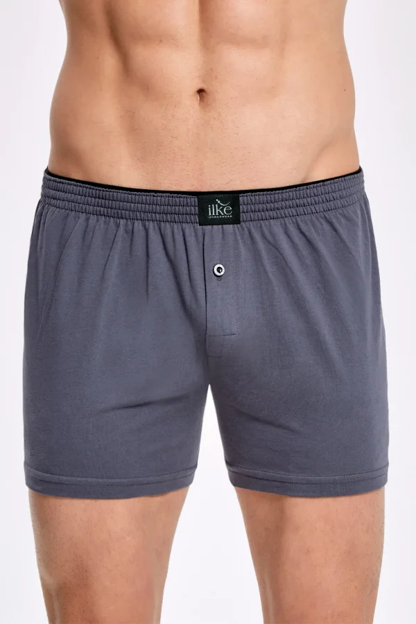 İlke 011 Erkek Düz Renkli %100 Pamuk Boxer