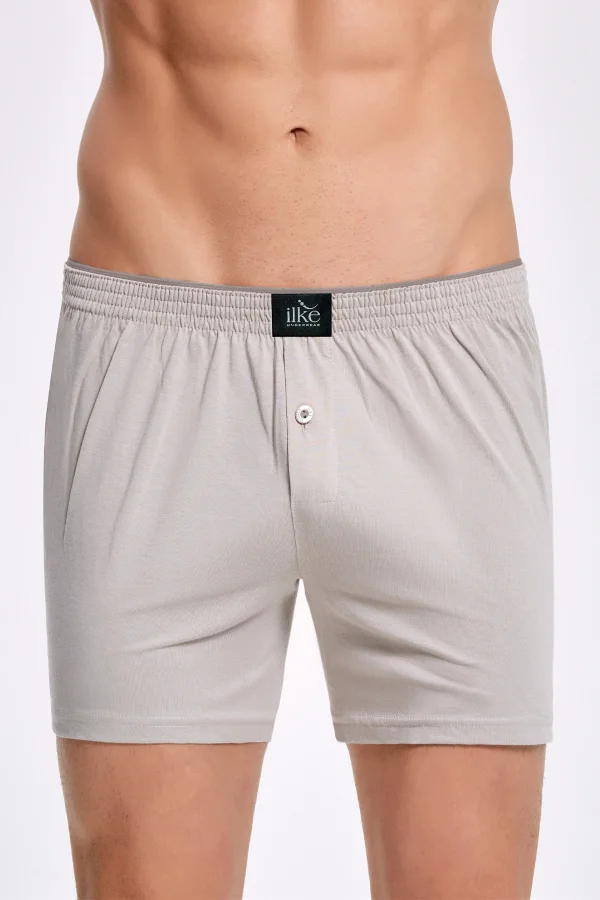 İlke 011 Erkek Düz Renkli %100 Pamuk Boxer