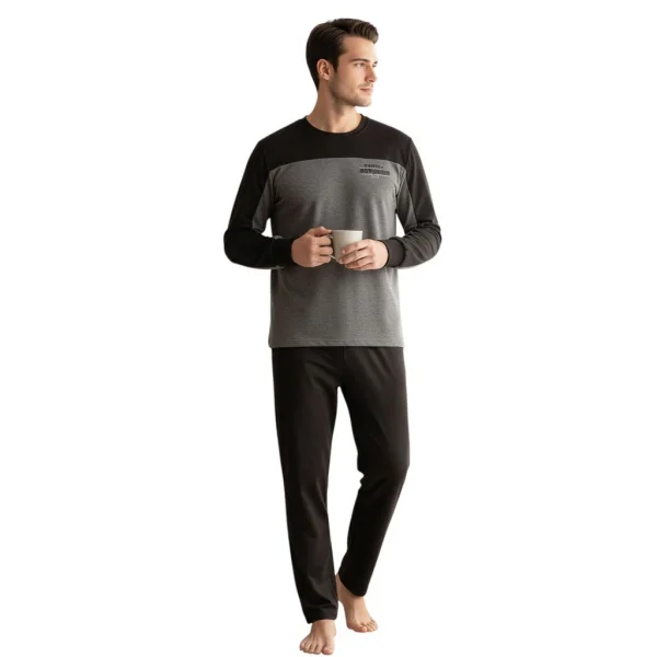 Over Sleep 2423 Erkek Kışlık Likralı Süprem Pijama Takımı