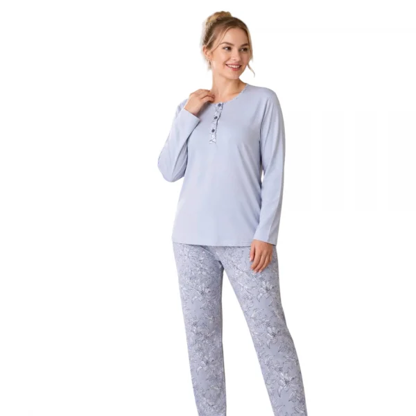 Confeo C840-931 Kadın Penye Süprem Patlı Uzunkol Pijama Takım