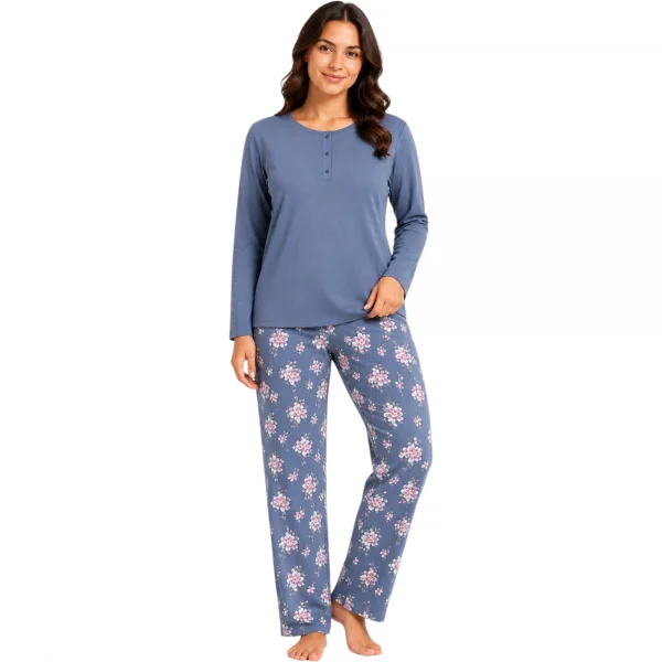 Confeo C841-005 Kadın Patlı Uzunkol Pijama Takım