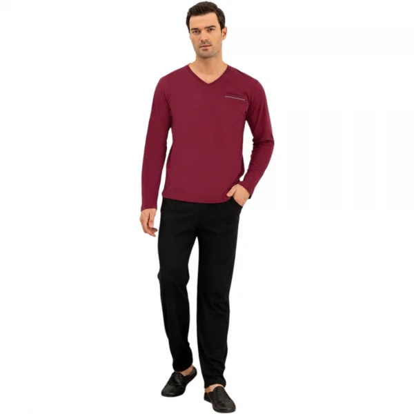 Elitepoint 1251 Erkek V-Yaka Kışlık Pijama Takım