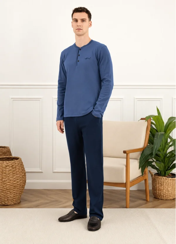 Elitepoint 1930 Erkek Ön Üç Düğmeli Cepli Kışlık Pijama Takım