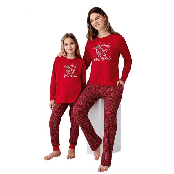 Arnetta AR3514C Anne Kız New Year Kışlık İkili Pijama Takım (Kız Çocuk)