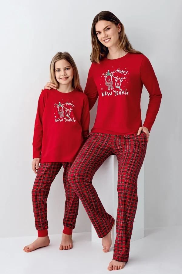 Arnetta AR3514G Anne Kız New Year Kışlık İkili Pijama Takım (Kız Garson Boy)