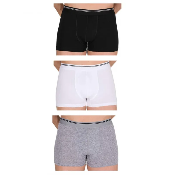 Berrak 1097 Erkek Likralı Boxer 3lü Paket -Beyaz,Siyah,Gri L