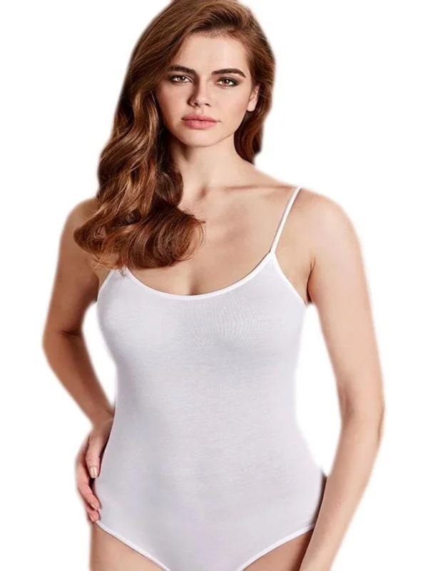 Berrak 2081 Kadın İp Askılı Kancalı Body Açık Renk