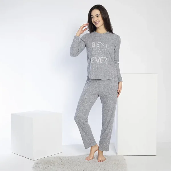 Confeo 840.640 Kadın Kışlık Uzun Kol Nakışlı Fitilli Pijama Takım