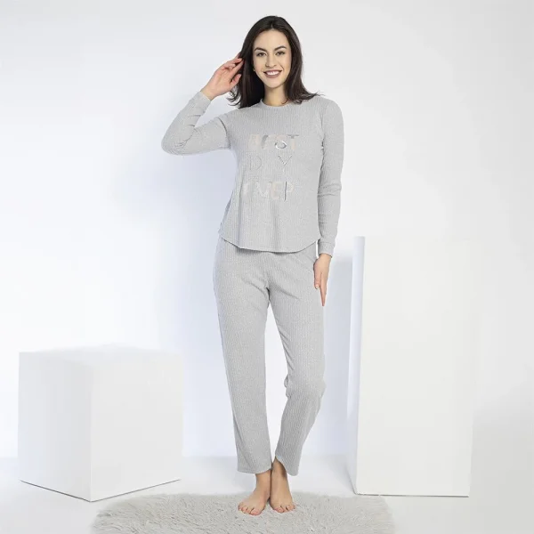 Confeo 840.640 Kadın Kışlık Uzun Kol Nakışlı Fitilli Pijama Takım