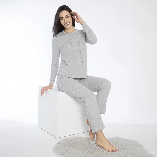 Confeo 840.640 Kadın Kışlık Uzun Kol Nakışlı Fitilli Pijama Takım