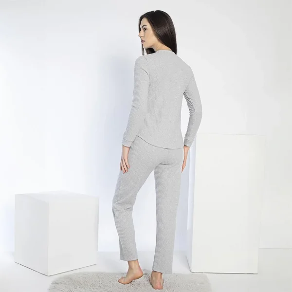 Confeo 840.640 Kadın Kışlık Uzun Kol Nakışlı Fitilli Pijama Takım