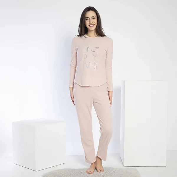 Confeo 840.640 Kadın Kışlık Uzun Kol Nakışlı Fitilli Pijama Takım