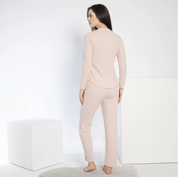 Confeo 840.640 Kadın Kışlık Uzun Kol Nakışlı Fitilli Pijama Takım
