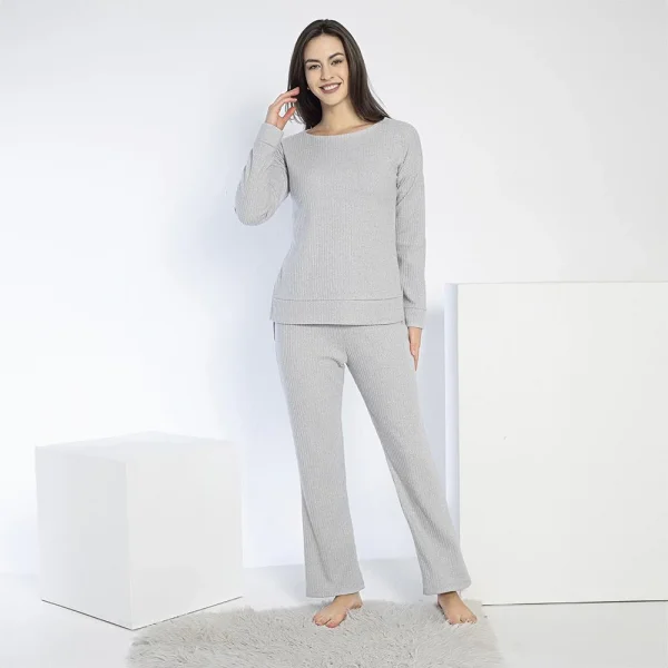 Confeo 840.641 Kadın Kışlık Fitilli Uzun Kol Pijama Takım