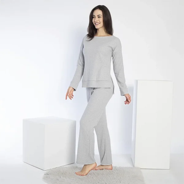 Confeo 840.641 Kadın Kışlık Fitilli Uzun Kol Pijama Takım