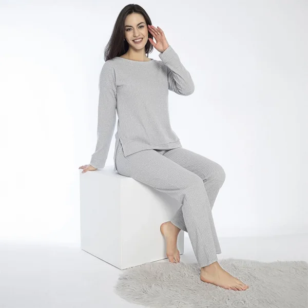Confeo 840.641 Kadın Kışlık Fitilli Uzun Kol Pijama Takım