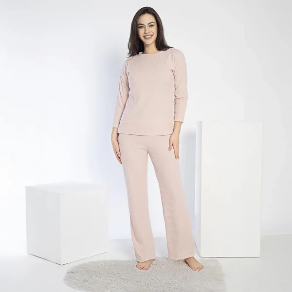Confeo 840.641 Kadın Kışlık Fitilli Uzun Kol Pijama Takım