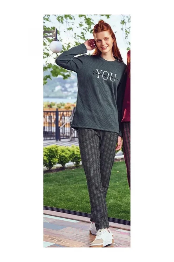 Donwear 7767 Kadın Kışlık O-Yaka Pijama Takım