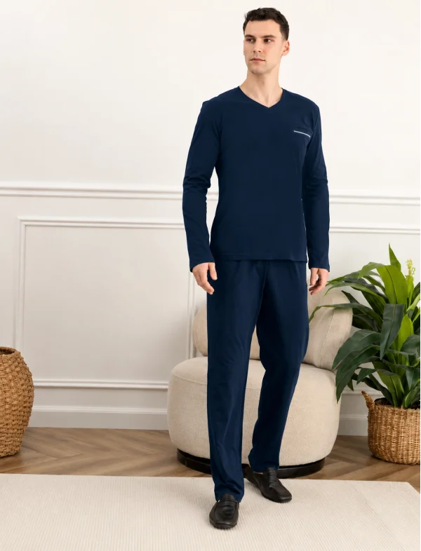 Elitepoint 1251 Erkek V-Yaka Kışlık Pijama Takım