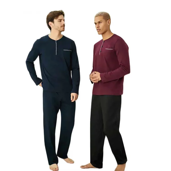 Elitepoint 1555 Erkek Yazlık Büyük Beden Uzun Kol Uzun Alt Pijama Takımı
