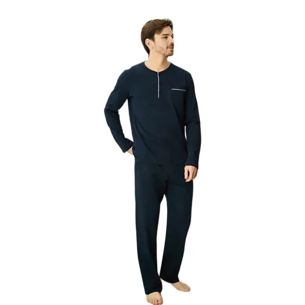 Elitepoint 1555 Erkek Yazlık Büyük Beden Uzun Kol Uzun Alt Pijama Takımı