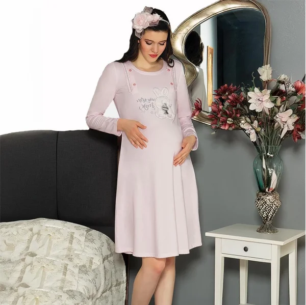 FLZ 23145 Kadın Kışlık Uzun Kol Lohusa Gecelik