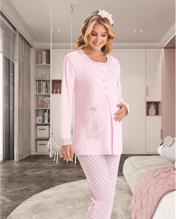FLZ 24374 Kışllık Lohusa Uzun Kol  Pijama Takım