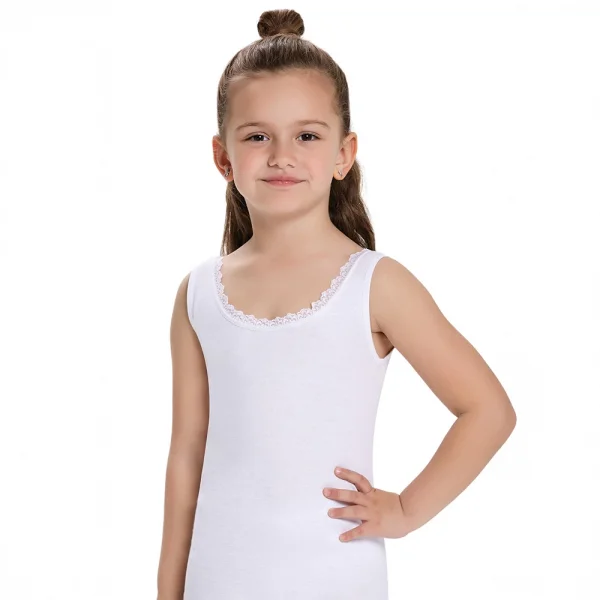 İlke 323 Kız Çocuk Fırfırlı Geniş Askılı Garson Boy Atlet   (12-13 Yaş)