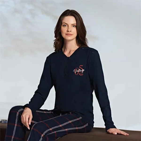 Miss Klein 1213 Kadın Kışlık Üç Düğme Pijama Takımı