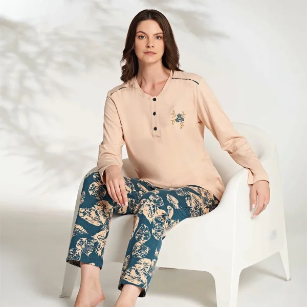 Miss Klein 1238 Kadın Kışlık Üç Düğme Büyük Beden Pijama Takımı