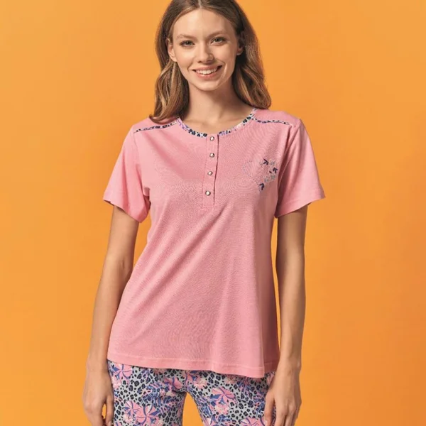 Over Sleep 113 Kadın Yazlık Kısa Kol Pijama Takım