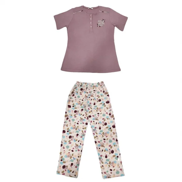 Over Sleep 135K Kadın Yazlık Pamuk Kısa Kol Pijama Takım