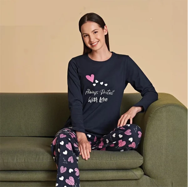 Over Sleep 1446 Kadın Kışlık Uzun Kol Pijama Takım