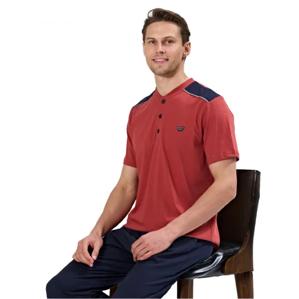 Over Sleep 1719 Erkek Kısa Kol Uzun Alt Yazlık Pijama Takım