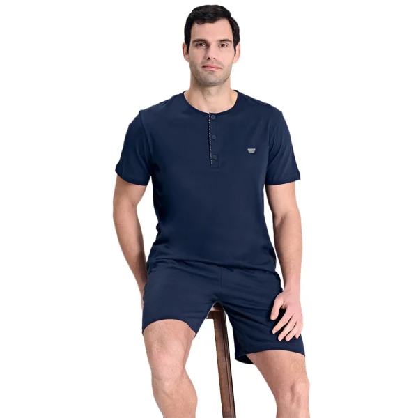 Over Sleep 1794 Erkek Yazlık Süprem Şortlu Kısa Kol Pijama Takım