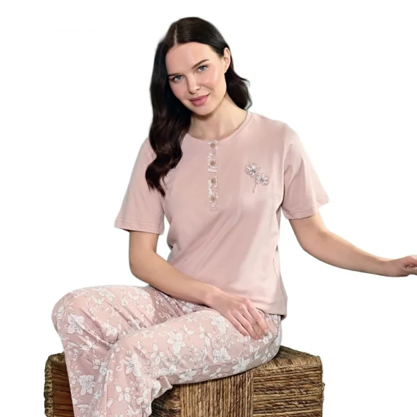 Over Sleep 1813 Kadın Uzun Kol Süprem Büyük Beden Pijama Takım