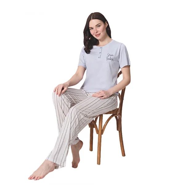 Over Sleep 1867 Kadın Kısa Kol Uzun Alt Modal Yazlık Pijama Takım