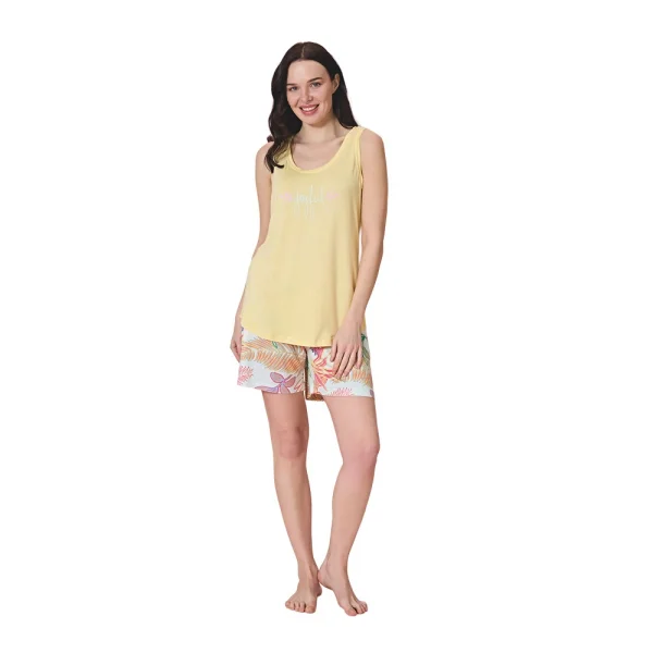 Over Sleep 1959 Kadın Yazlık Şortlu Askılı Viskon Pijama Takım