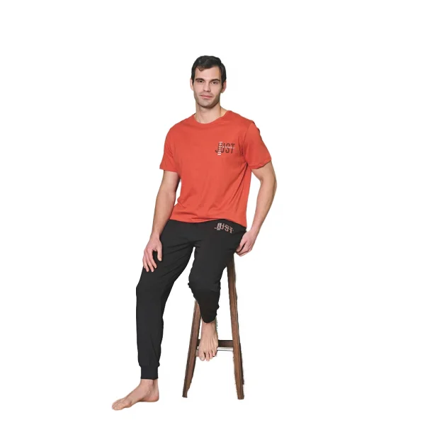 Over Sleep 1983 Erkek Kısa Kol Uzun Alt Yazlık Pijama Takım