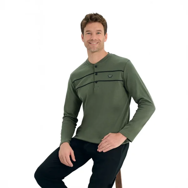 Over Sleep 2210 Erkek Kışlık Interlok Pijama Takım