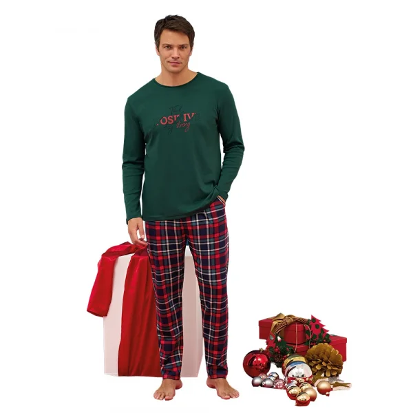 Over Sleep 2253 Erkek Eşli Yılbaşı Pijama Takım