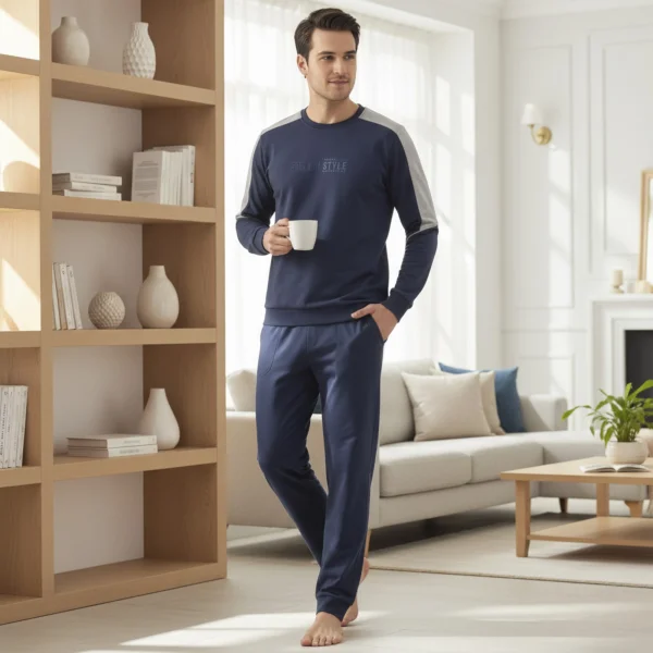 Over Sleep 2426 Erkek Kışlık Likralı Süprem Pijama Takımı