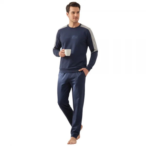 Over Sleep 2426 Erkek Kışlık Likralı Süprem Pijama Takımı