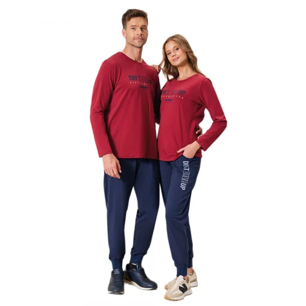 Over Sleep 3198 Kadın Kışlık Süprem Yuvarlak Yaka Eşli Pijama Takımı