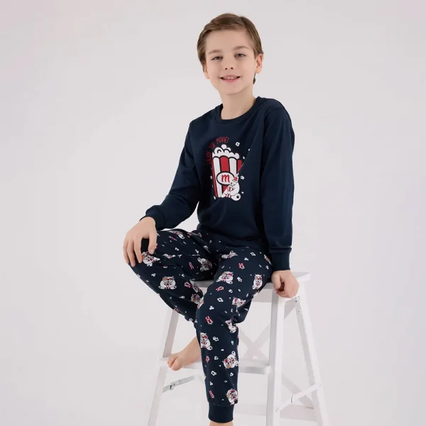 RolyPoly RP3676-G Baba Oğul Kışlık İkili Pijama Takım (Garson Boy Çocuk)