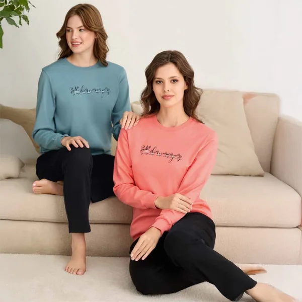 Rozalinda 3905 Kadın Kışlık O-Yaka Pijama Takım