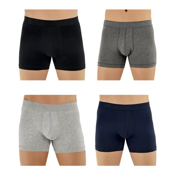Şahinler E031 Erkek Likralı Boxer Külot 1Gri-1K.Gri-1Lacivert-1Siyah XXL- 4lü Paket